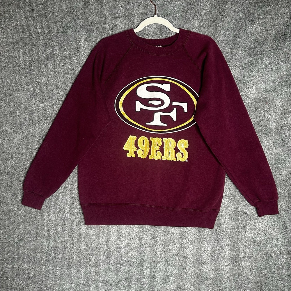 Vintage San Francisco 49ers Crewneck Sweatshirt Size Large Burgundy - Picture 1 of 6